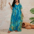 thumbnail image 4 of Kaftan Dress for Women Plus Size Bathing Suit Cover up Batwing Dress Loose fit mumu Dresses for Women Dark Blue One Size, 4 of 5