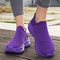 thumbnail image 5 of Domzle Womens Mens Slip on Walking Shoes Comfort Lightweight Casual Sneakers Non-Slip Breathable Work Shoes Mesh Sport Casual Fashion Running Sneakers Purple, 5 of 8