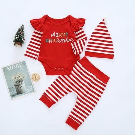 

New Born Boys Girls Christmas Themed Plaid Print 3-piece Set 0-24 Months