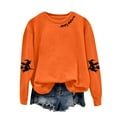 thumbnail image 5 of mgoYE Halloween Tee Shirts for Women Long Sleeve Crewneck Casual Dressy Tops Funny Graphic Halloween Costumes Fall Fashion Outfits(Orange,2XL), 5 of 5