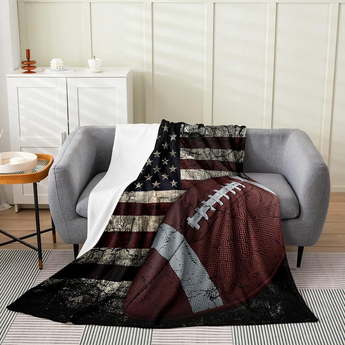 GDAKE American Flag Blanket, Boys Football Throw Blanket Twin 60x80