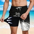 thumbnail image 2 of Erwazi Mens Swim Trunks Printed Drawstring Waist Layer Lining Breathable Quick Dry Practical Summer Swimwear Shorts with Pocket, 2 of 7