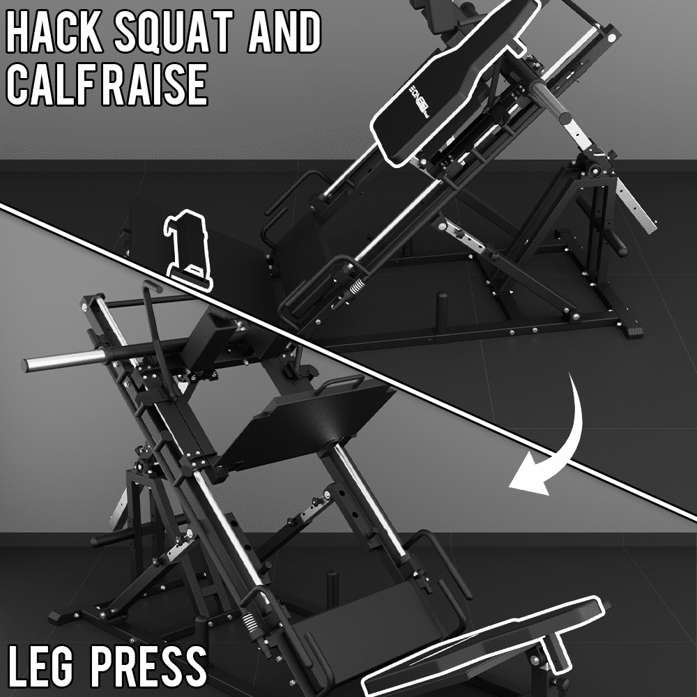 Eonfit EL2 Leg Press Machine for Home Gym, Hack Squat Machines with Linear Bearing 45° (30°~60° Adjustable) Lower Body Strength Training Equipment 1200lbs with Weight Storage