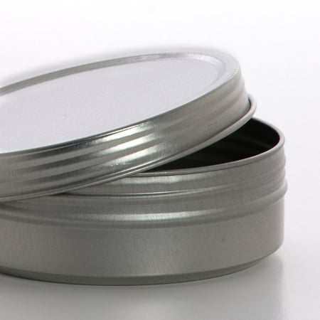 

24ea - 4oz Screw Top Shallow Round Steel Stckbl Tin Can-Pk by Paper Mart