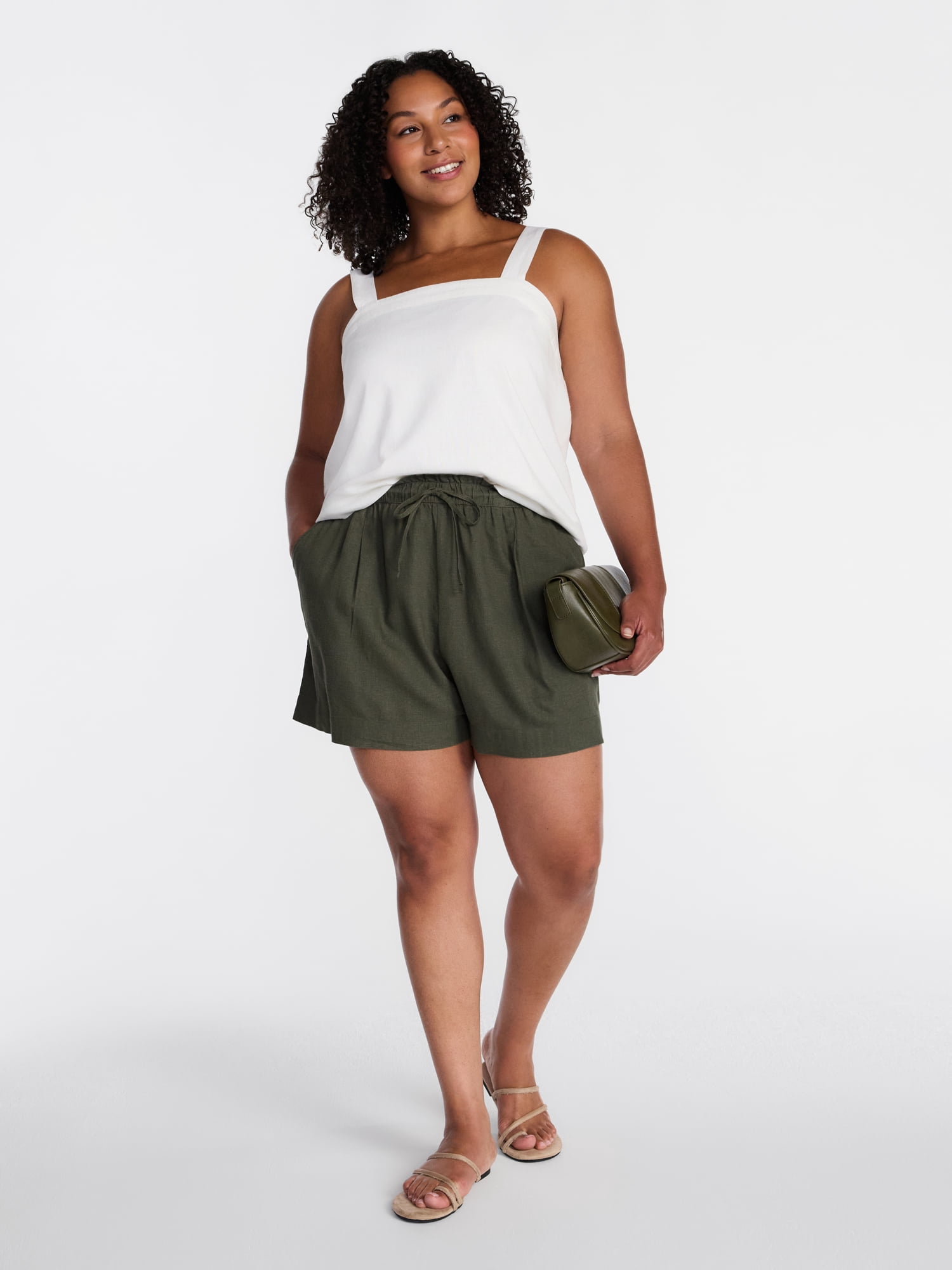 Time and Tru Women's Linen Blend Shorts, Sizes XS-XXXL