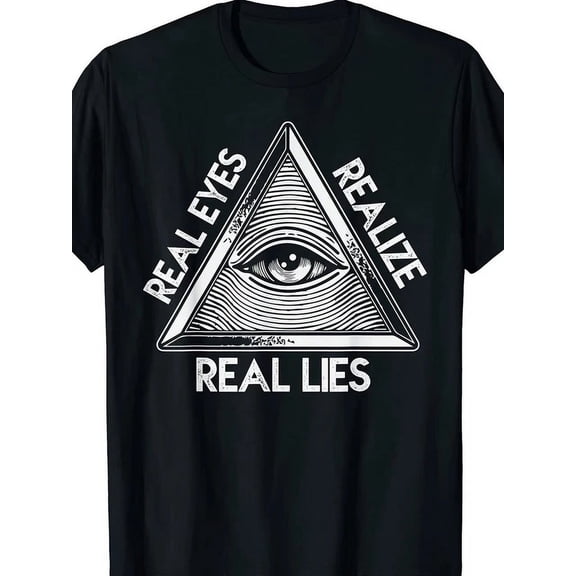 T-Shirt With Men'S "Real Eyes Realize Real Lies" Graphic Cotton T-Shirt Black Casual Crew N