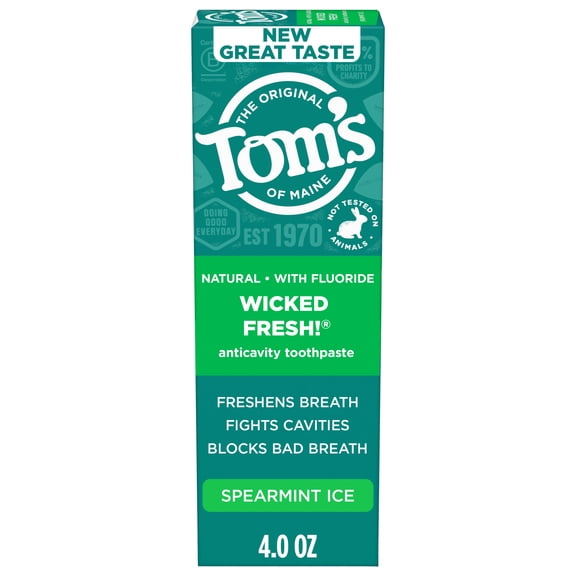 Tom's of Maine Wicked Fresh Natural Anticavity Toothpaste with Fluoride, Spearmint Ice, 4.0 oz