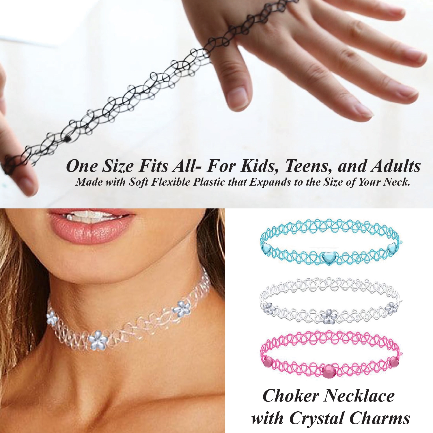 Stretchy choker See ALL my stretchy chokers Stretchy elastic makes this easy to get on and off Choice of charm