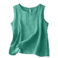 thumbnail image 2 of Cotton Linen Tank Tops for Women Summer Casual Comfy Sleeveless Linen Shirts Loose Lightweight Gauze Cami Turquoise M, 2 of 6