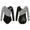 thumbnail image 3 of Oyolan Kids Girls Shiny Metallic Ballet Dance Leotards Long Sleeve Gymnastics Bodysuit Athletic Unitards Black 12, 3 of 4