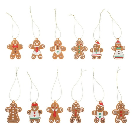 

12Pcs Gingerbread Man Pendant Christmas Tree Hanging Decor Unique Home Pendant