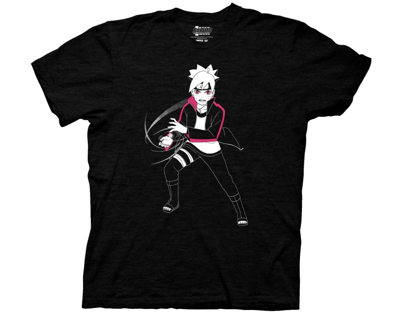 Ripple Junction Boruto Naruto Next Generation Black White Pink Boruto Light Weight 100% Cotton Crew T-Shirt Black
