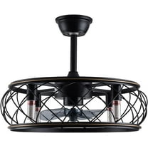 Caged Invisible Ceiling Fan with Light, 3 Speeds Adjustable,Enclosed Ceiling Fan Lights with Remote, Industrial Low Profile Fans for Living Room, Bedroom, Kitchen (Phnom Penh, 18)