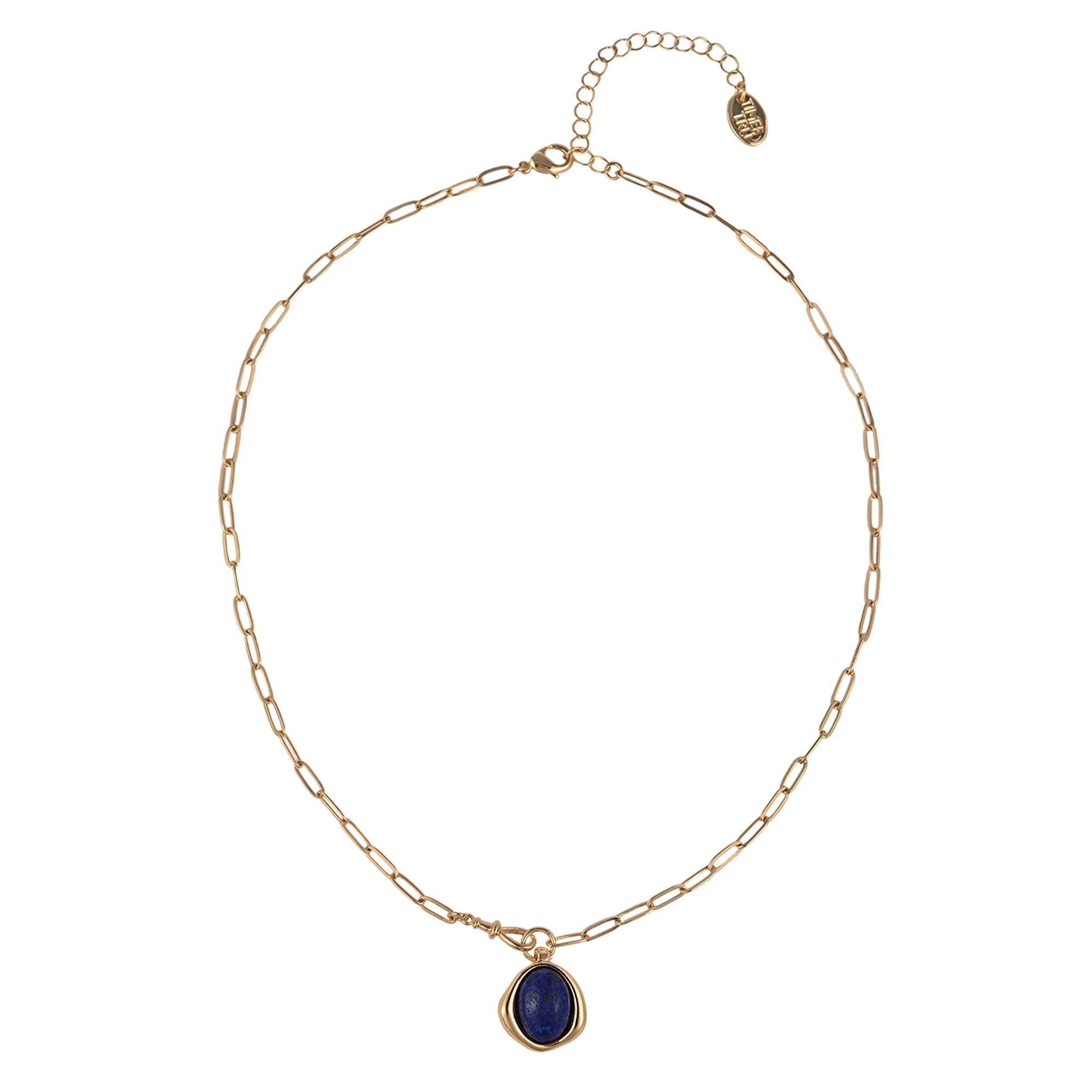 Time and Tru Goldtone Lapis Lazuli Round Pendant Necklace