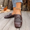 thumbnail image 4 of Viluyesy Womens Loafers Fringe Tassel Bow Slip On Round Toe Comfortable Lightweight Casual Walking Work Flats Brown Size 9, 4 of 7