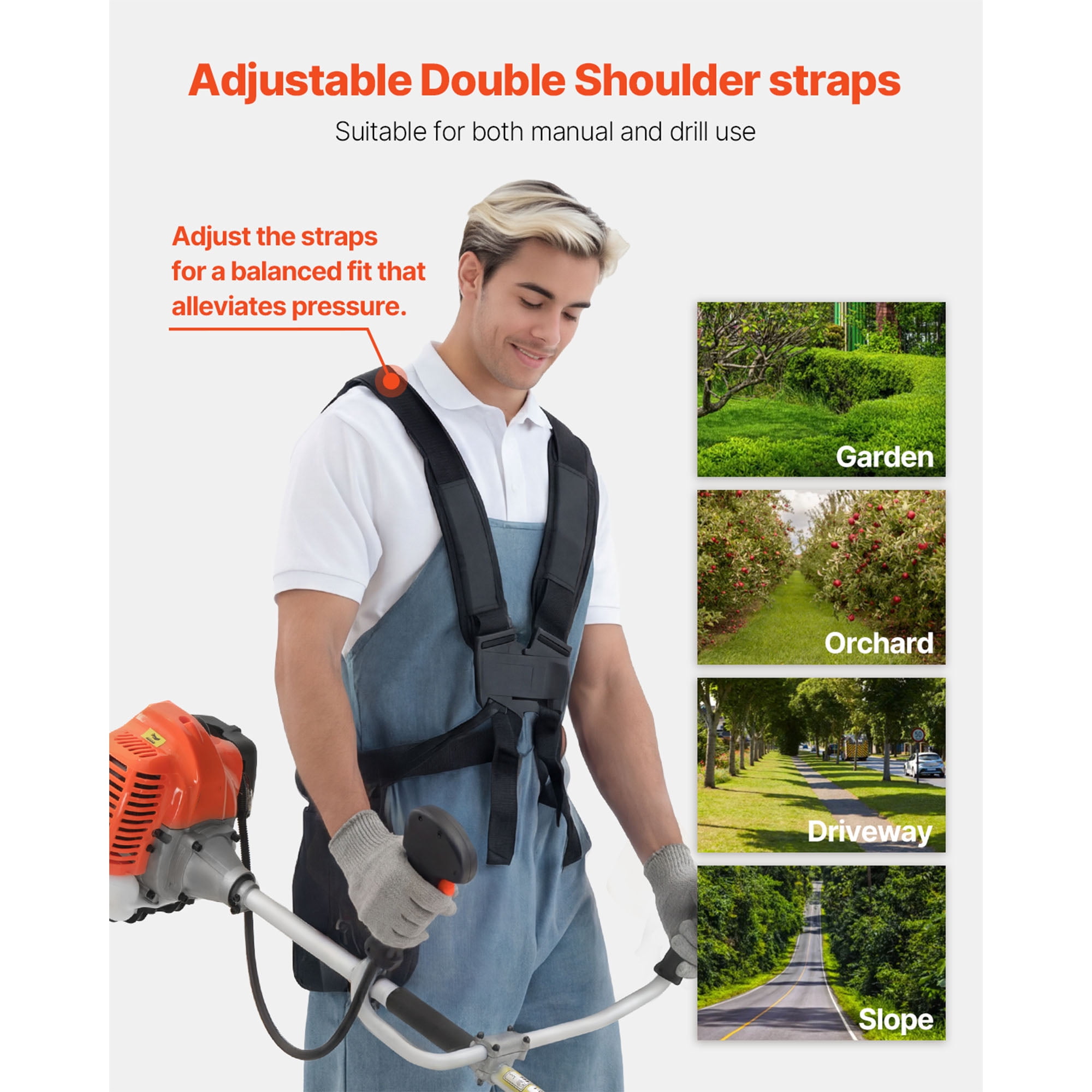 KFFKFF Cordless String Trimmer, 52 cc 2-Stroke, Gas-Powered Weed Cutter, 17" Grass Trimmer, Versatile Lawn Edger with Shoulder Strap & 3T Blade, Efficient Tool for Grass Maintenance