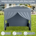 thumbnail image 5 of Gymax 10 X 10 FT Pop up Canopy Tent w/ 4 Sidewalls Wheeled Bag 4 Sandbags 8 Stakes Gray, 5 of 10