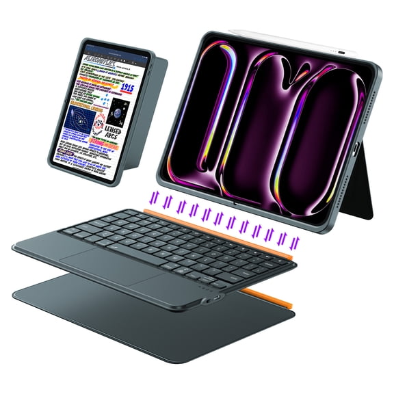WIWU iPad Pro 13 inch Keyboard Case M4/M5 2024/2025 Magnetic Detachable 3 in 1 Bluetooth Case Keyboard Adjustable Stand No Backlit Keys with Trackpad (Black, iPad Pro 13"(M4/M5 2024/2025))
