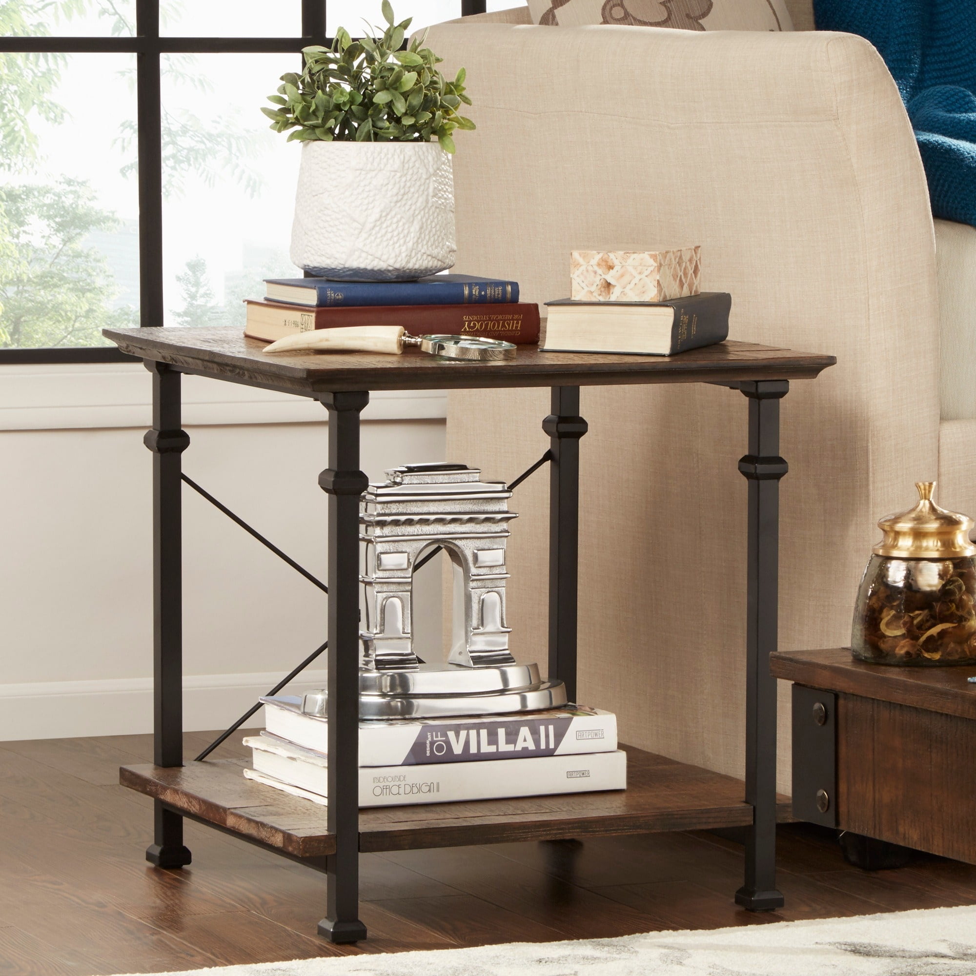 iNSPIRE Q Myra Vintage Industrial Modern Rustic End Table by Classic