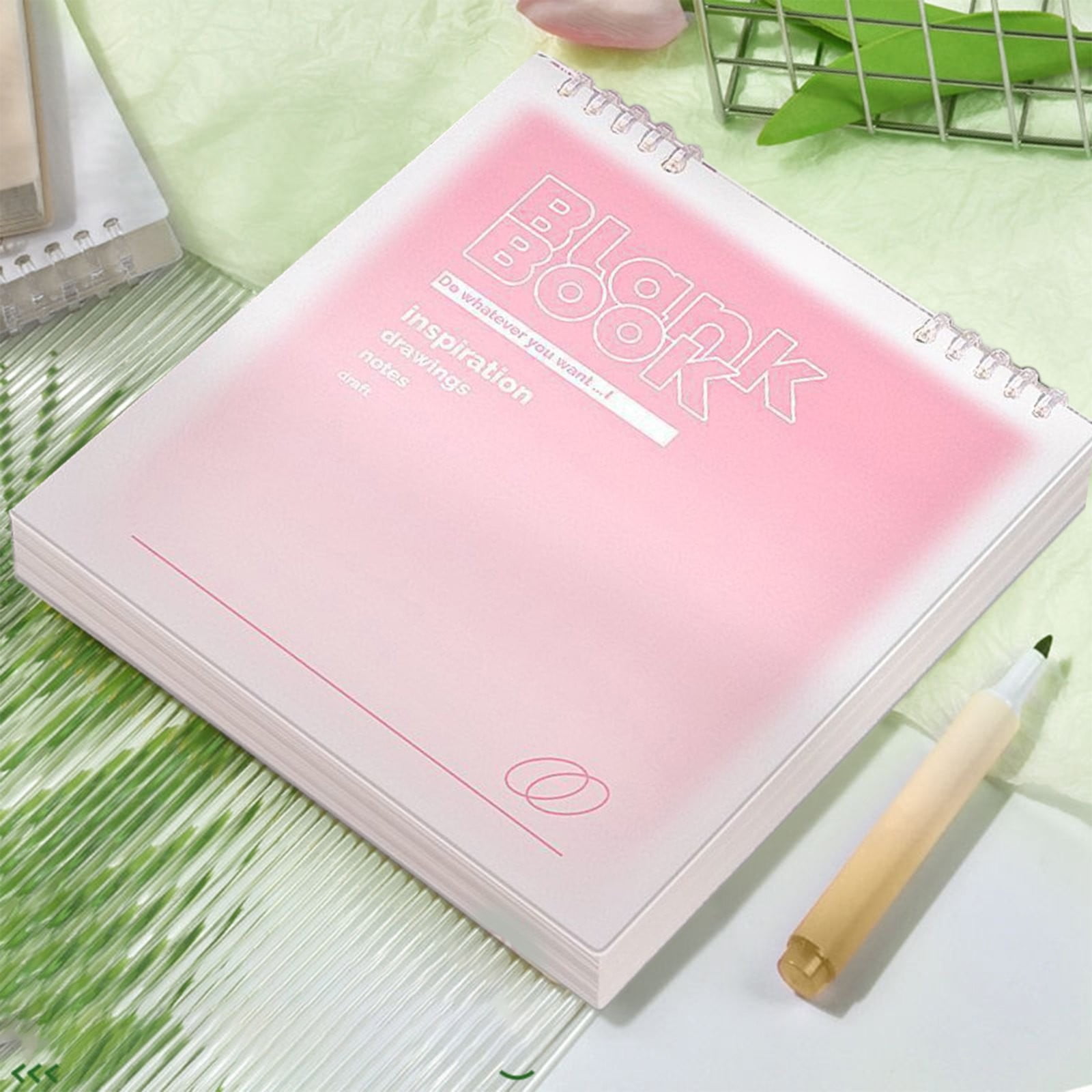 VKLU 1Pc Cute Square Loose-leaf Journal, Refillable Personal Organizer with Translucent Cover, Aesthetic Writing Pad for, Pink