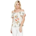 thumbnail image 1 of FashionOutfit Women's Floral Print Off Shoulder Casual Chiffon Blouse Top - Made In USA, 1 of 1