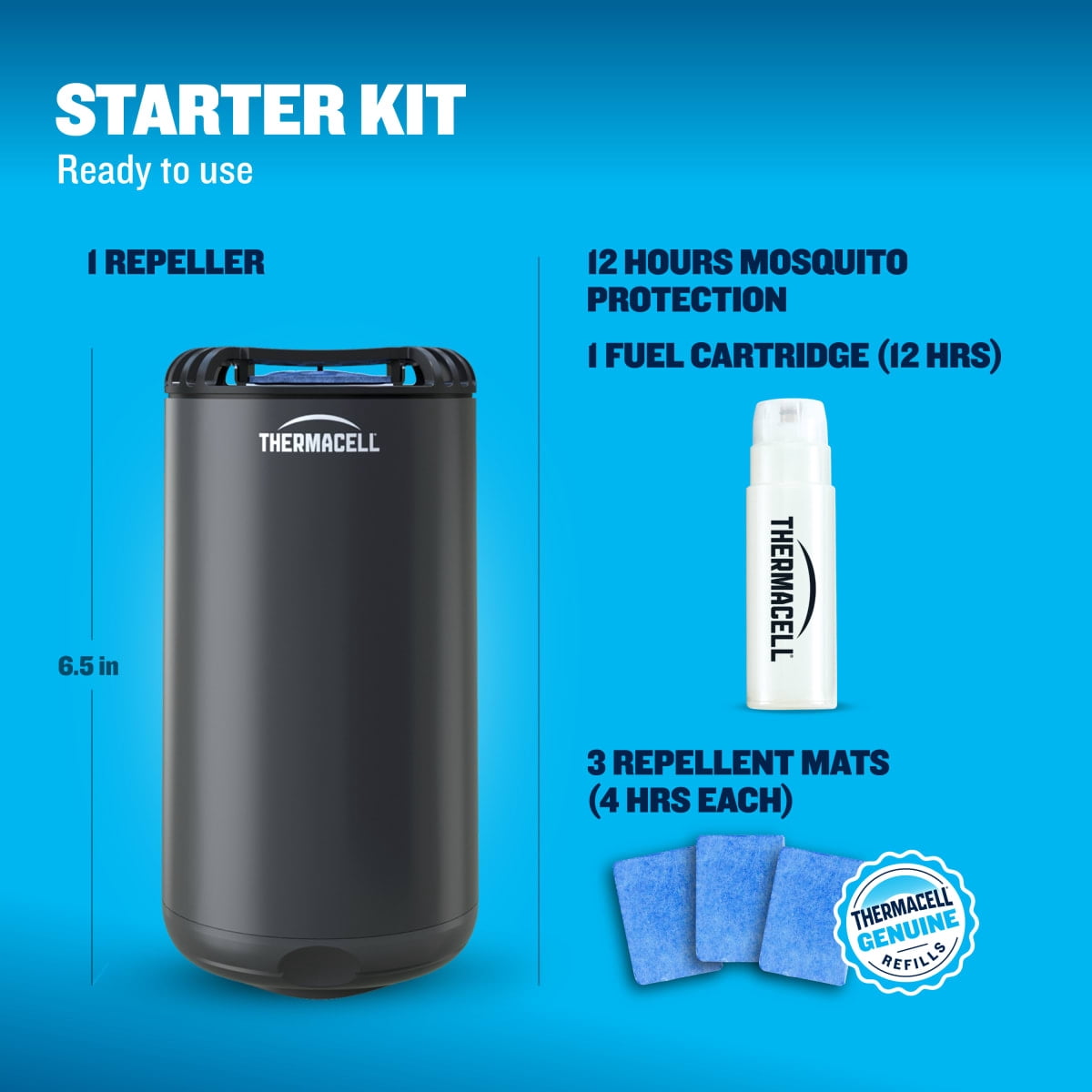 Thermacell Fuel-ZoneGuard Base Fuel Powered Mosquito Repeller with 12-Hr Refill; Black