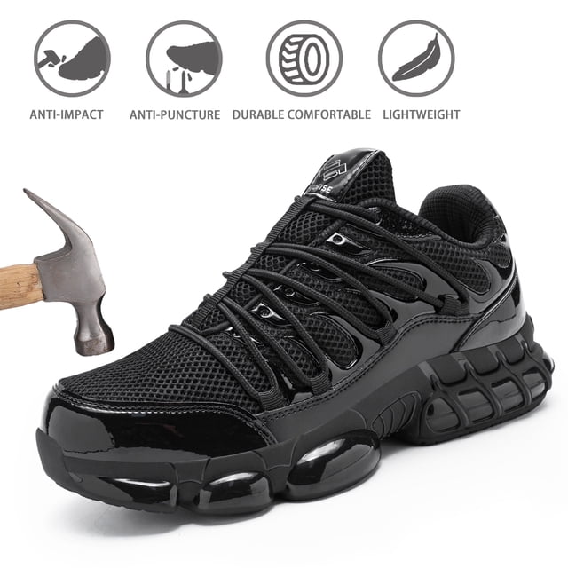 NIFOFISE Zapatos de Trabajo con Punta de Acero para Hombre y Mujeres - Punta Compuesta Ligera con Cojín de Aire y a Prueba de Perforaciones