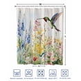 thumbnail image 4 of Split Shower Curtain for Transfer Bench, Floral Hummingbird Fabric Shower Curtains for Bathroom, Spring Watercolor Flowers Tub Sliding Transfer Bench Waterproof Bath Curtains 72"x72", 4 of 9
