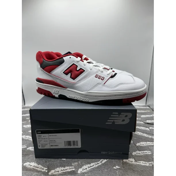 New Balance 550 White Red Black Sneakers Shoes Retro BB550SE1 Mens Size 11.5