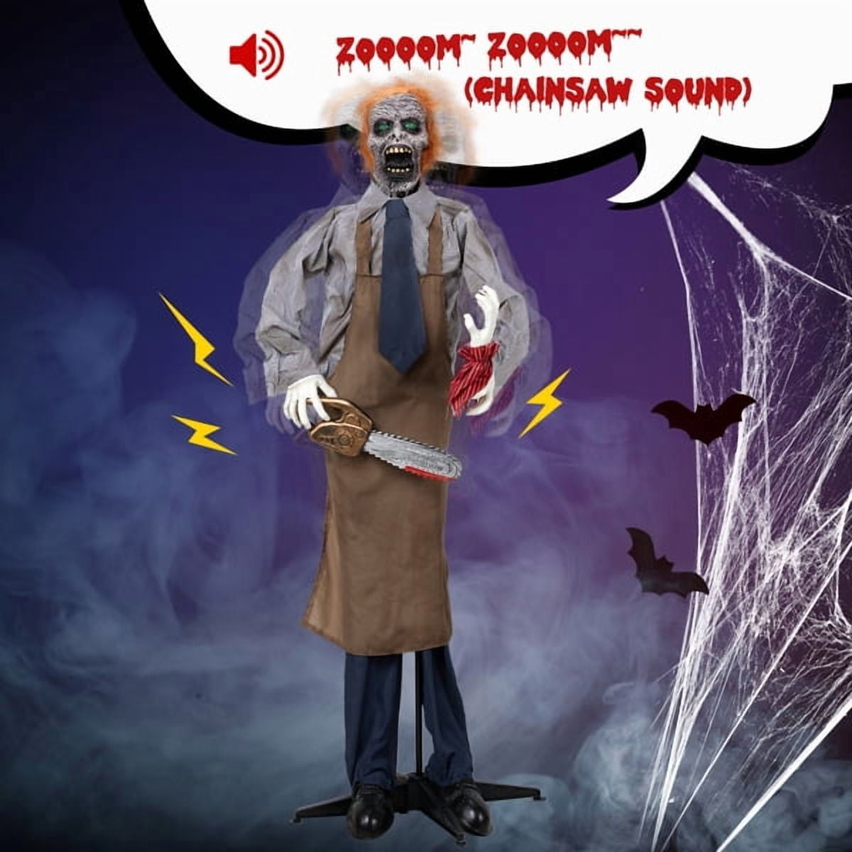 5.7FT Halloween Standing Decoration, Sensor-Activated (LED Eyes/Sounds/Swaying), Weather-Resistant Synthetic Fiber for Yard/Garden
