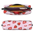 thumbnail image 2 of Cauagu Hand Drawn Strawberry Print Leather Pencil Pen Case - Stationery Bag Portable Stationery Bag Big Capacity Pencil Pouch Cosmetic Organizer Bag for Men & Women, 2 of 7