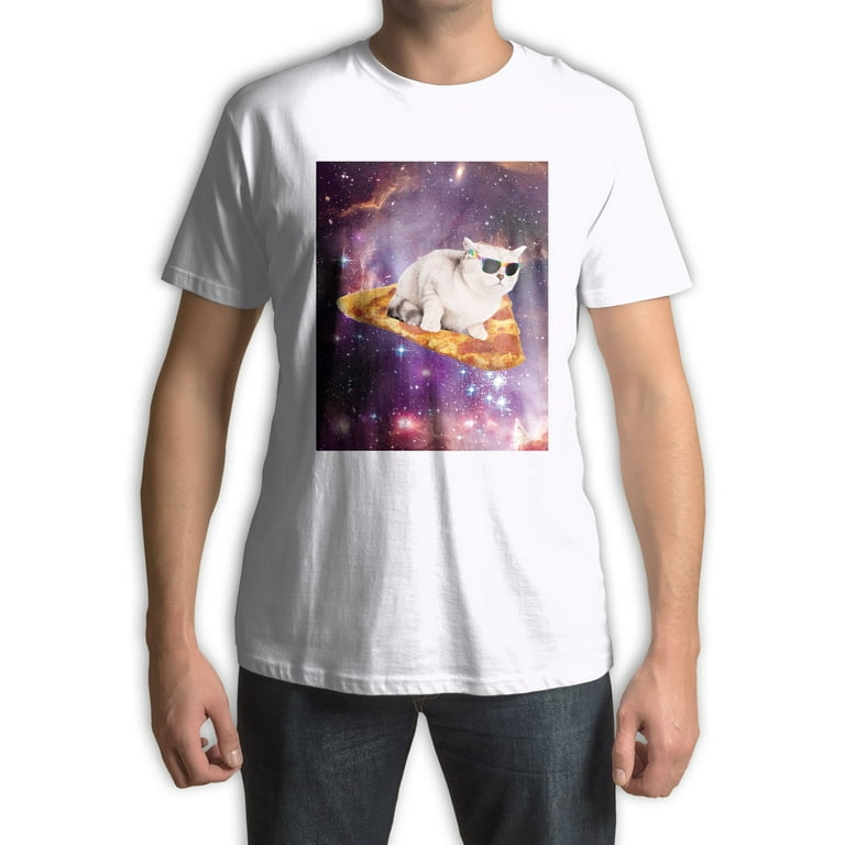 Function Pizza Galaxy Cat Surfing Men s Fashion T Shirt