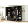 thumbnail image 6 of FFZ 4-in-1 Hall Tree with Padded Bench, 4 Hooks, Adjustable Shelves, Antique Black, 6 of 14