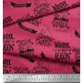 thumbnail image 2 of Soimoi Pink Velvet Fabric Dream Chaser Text Print Fabric by the Yard 58 Inch Wide, 2 of 5