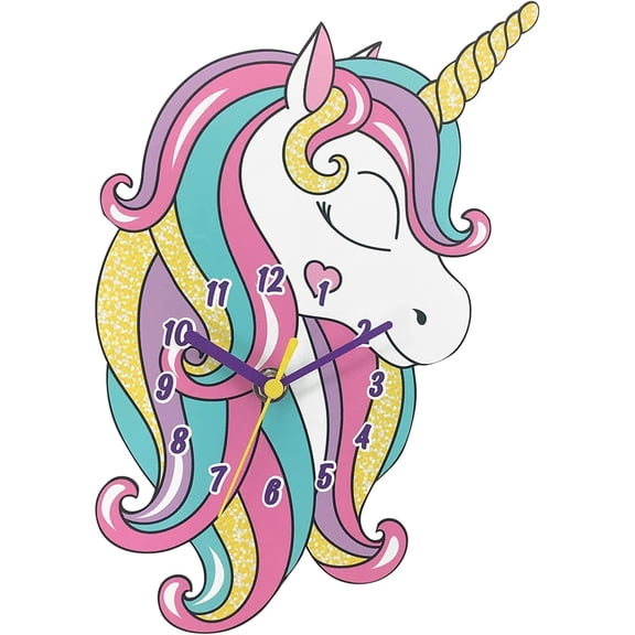 Unicorn Wall Clock, Colorful Metal Construction, Silent Quartz Movement
