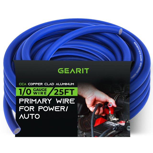 Wire GearIt calibre 1/0 (7,62 m), aluminio revestido de cobre, CCA, azul