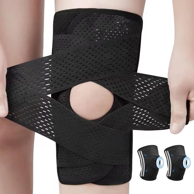 2Pcs Rodilleras Deportiva Transpirables, Rodillera Ortopedica con Estabilizres Laterales, para Proteger La Banda Rotuliana, Ideal Correr, Soporte,Gym Mujer, Basquetbol, Voleibol (L)