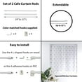 thumbnail image 3 of Evideco Adjustable Nail-Free Cafe Curtain Rods with Adhesive Hooks, 24"-32", White, Set of 2, 3 of 5