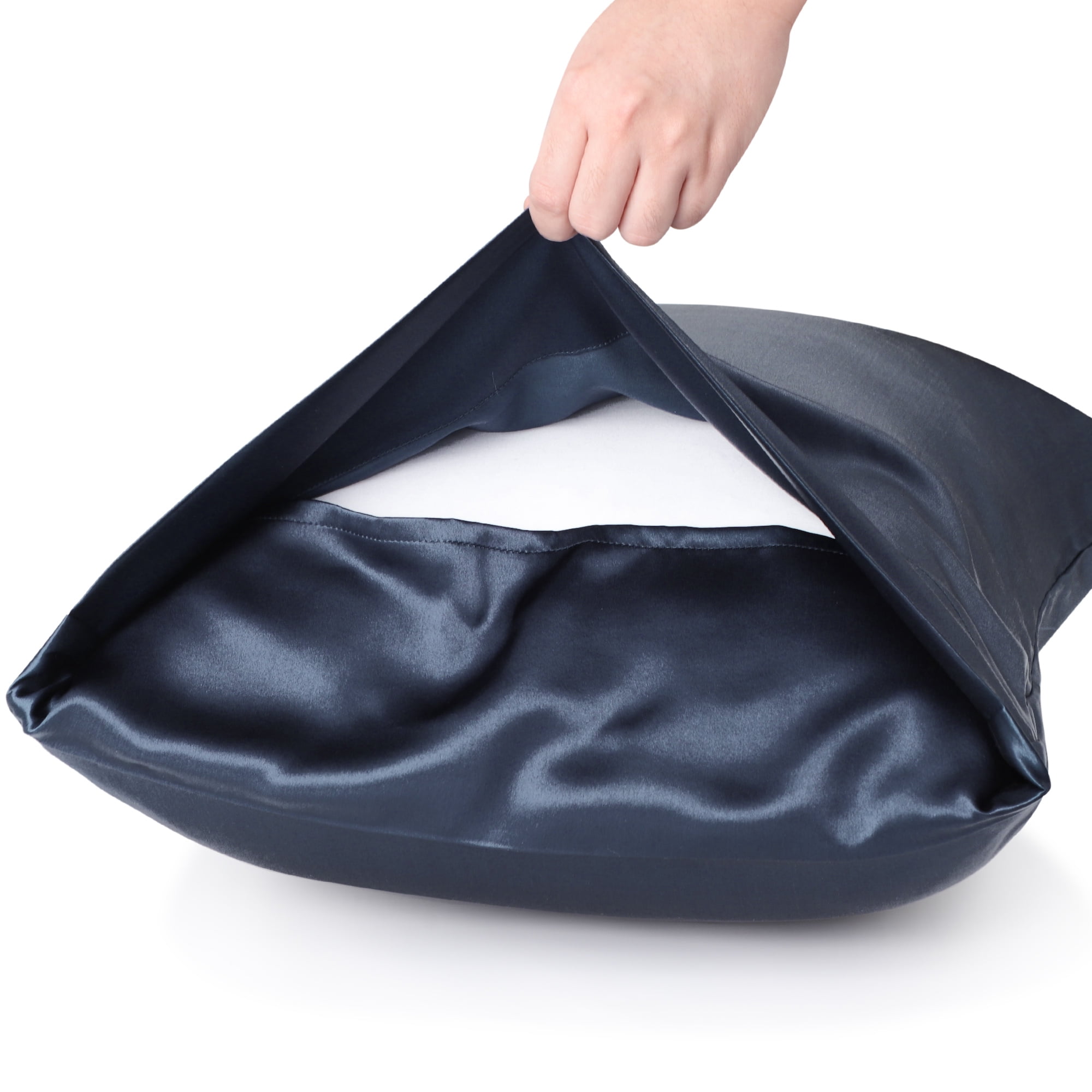 Unique Bargains 19 Momme Silk Pillowcase Eye Cover Set, King, Navy Blue