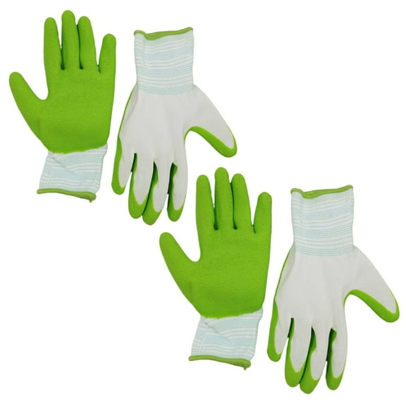 2 Pairs Women's Gardening Gloves - Breathable Rubber-Coated with Enhanced Grip, Durable Outdoor Protection for Garden & Yard Work - Vibrant Green, Medium