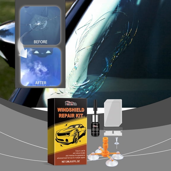 Nano Windshield Repair Kit, Car Auto Glass Crack Repair Kit with Advanced Resin, DIY Quick Fix Tool for Chips, Bullseye, Star Cracks, Restore Clarity & Prevent Crack Spreading