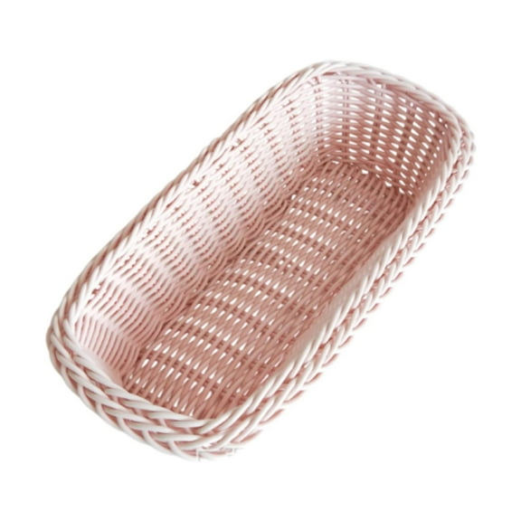 Baoblaze Fruit Storage Basket Organizer Food Serving Basket Multipurpose Handwoven Basket Pink