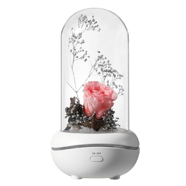 Night Light Lamp,Oil Diffuser Humidifier Night Light Mist Diffusers Light Aroma Diffuser Everlasting Flower Led Rose Humidifier Silk Rose Flower Lamp Diffuser Rose Eternal Flower