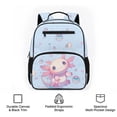 thumbnail image 6 of HUIACONG Blue Pink Axolotl 13.5 Inch Kids Backpack Water Repellent Multi Compartments Padded Adjustable Shoulder Straps Lightweight Durable School Bookbag for Girls Boys Primary Preschool, 6 of 7