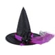 thumbnail image 4 of Falda tutú de bruja para niñas, color negro y morado, disfraz de Halloween para niños, minifalda de tul con flores, atuendo de tutú para bebés y niños con sombrero, 4 of 5