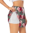 thumbnail image 2 of Disketp Rose Flowers Print Women's Shorts Workout Shorts for Athletic Gym Running Shorts with Phone Pockets X-Large, 2 of 8