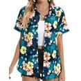 thumbnail image 4 of Fantaslook Hawaiian Button Down Shirts for Women Casual Short Sleeve Floral Print Blouses Summer Tops, 4 of 7