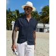 thumbnail image 2 of COOFANDY Mens Knit Button Down Shirt Vintage Short Sleeve Polo Shirts Casual Beach Tops Fashion Hawaiian Shirt, 2 of 6