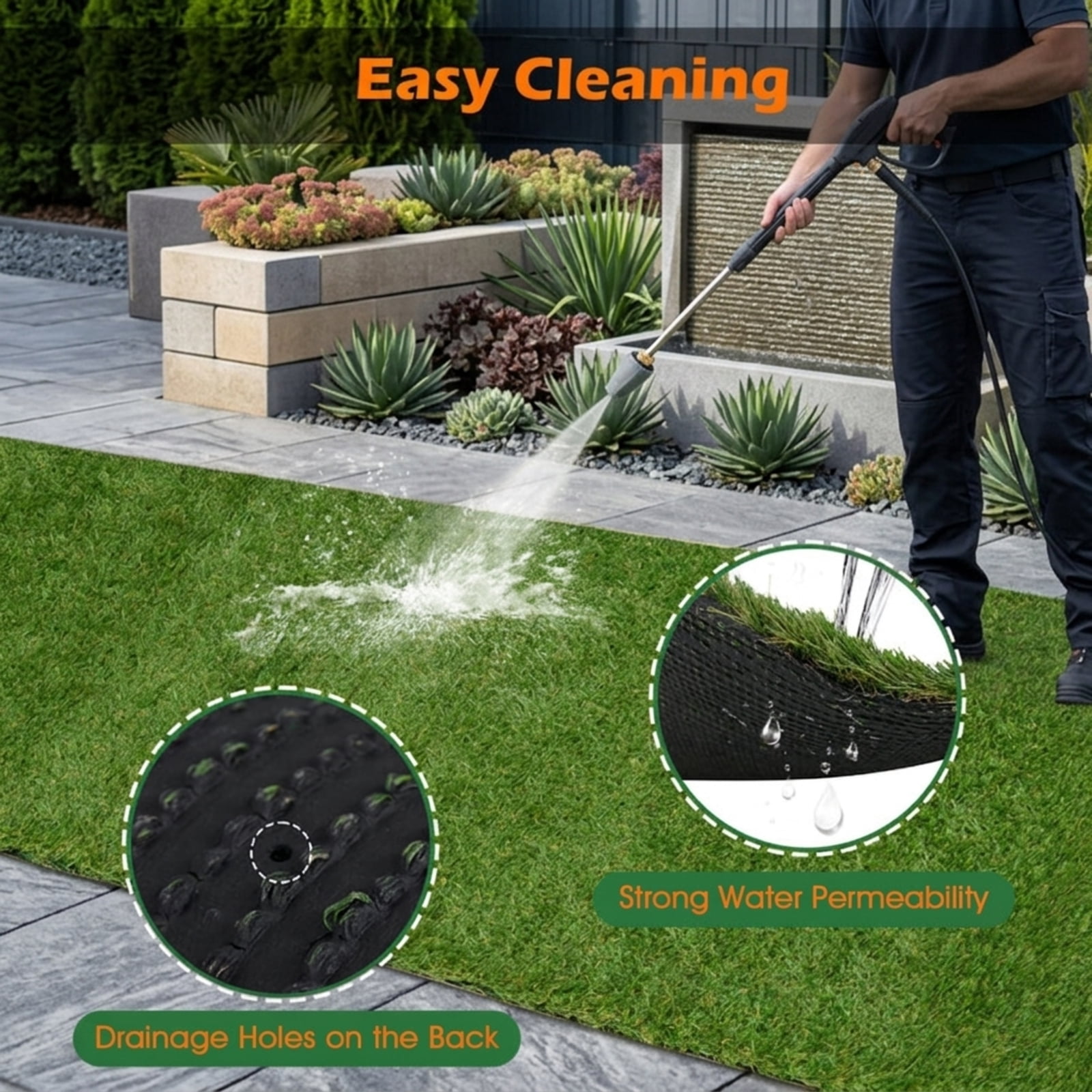 Vebreda Indoor Outdoor Synthetic Turf Mat with Drainage Holes-XL | Weather-Resistant Outdoor Garden Decor