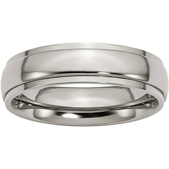 Titanium Ridged Edge 6mm Polished Band